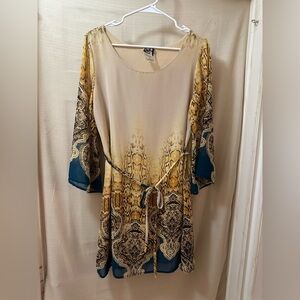 Coco & Tashi Printed Chiffon Tie Waist Dress Women’s Large Snakeskin Sheer